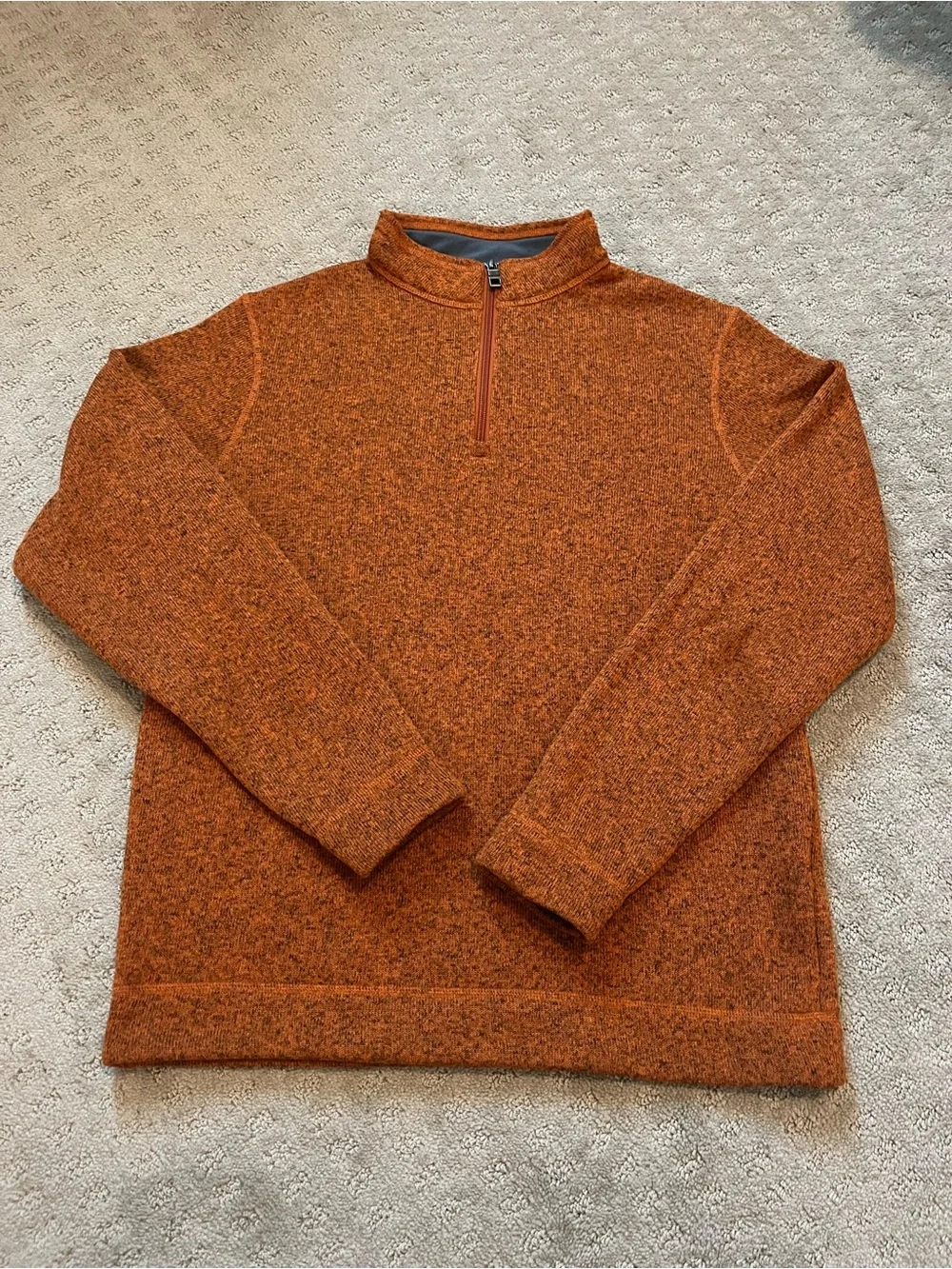 Peter Millar Men's Heathered Orange Half-Zip Sweater
